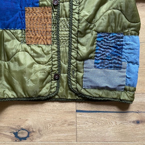 Vintage Army Liner with Japanese Patchwork (Sashiko) - Picture 6 of 8
